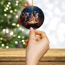 1 đồ trang trí máng cỏ bằng acrylic phẳng hình Chúa giáng sinh, đồ trang trí ngày lễ cho gia đình, văn phòng, xe hơi, ba lô, đồ lưu niệm của người theo đạo Thiên chúa - A01-01-16 - Xem 6