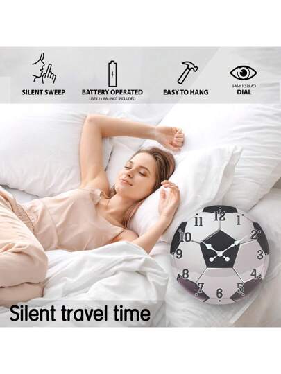 Sports Themed Wooden ative Wand Klok Set, Silent Quartz Living Room, Bedroom, Center, Friends, 10in, 12in, 14in, 16in (No Battery Included),Home ,Room Birthday Graduation Bedroom Dormitory Back To School view 8