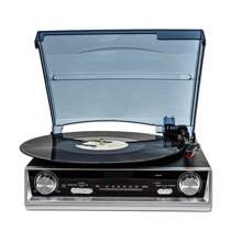 Vinyl Record Player, Vinyl Records With Built-In Speaker, 3 Speed, Belt Drive Vintage Phonograph, FM Radio, 3.5mm Music Out Jack, Line Out, Headphone Jack