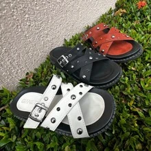 Women Flat Sandals - Màu be - Xem 4