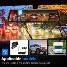 Cámara DVR para coche XGODY con espejo, GPS, doble lente, 12" 4K HD, cámara de visión trasera - Negro - Ver 4