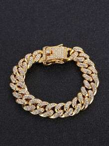 CVNANA 1pc Punk Retro Miami Sign Fully Iced Out Bracelet For Men & Women, Hip Hop Exaggerated Jewelry Accessory, Couple Bracelet Birthday Gift