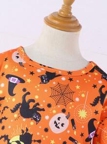 Trang phục hóa trang Halloween hình bí ngô và mèo đen cho bé gái - trái cam - Xem 3