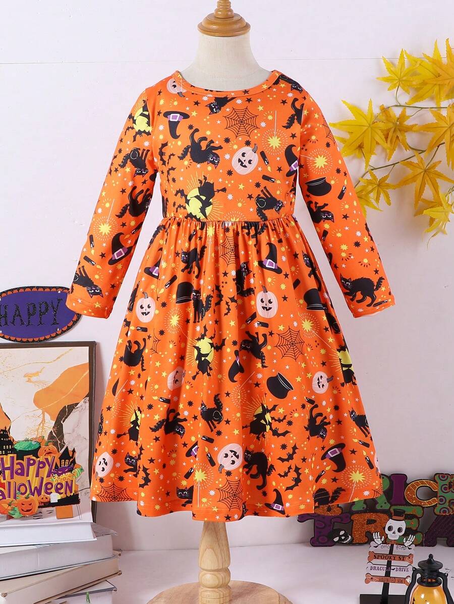 Trang phục hóa trang Halloween hình bí ngô và mèo đen cho bé gái - trái cam - Xem 1