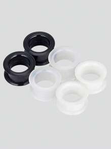 3 对装黑色透明白色厚硅胶隧道柔性耳皮空心量规适用于耳洞穿刺 - 三對混顏色 - 查看 1