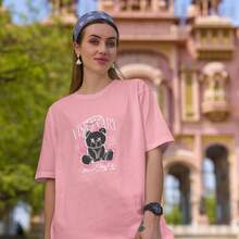 Basic Women's T-Shirt High Definition Visionary Print T-Shirt 100% Cotton Casual Premium - 玫紅色 - 查看 5