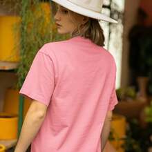 Basic Women's T-Shirt High Definition Visionary Print T-Shirt 100% Cotton Casual Premium - 玫紅色 - 查看 7