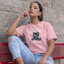 Basic Women's T-Shirt High Definition Visionary Print T-Shirt 100% Cotton Casual Premium - 玫紅色 - 查看 3