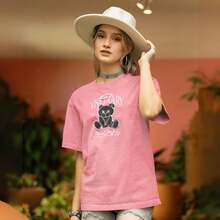 Basic Women's T-Shirt High Definition Visionary Print T-Shirt 100% Cotton Casual Premium - 玫紅色 - 查看 6