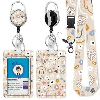 Porta-crachá com Cordão - Porta-cartão de Identificação Fashion com Cordão Retrátil - Fibra Macia, Clipe de Metal, Chaveiro Robusto com Fecho de Pressão, Carteira - Fofo para Trabalho, Enfermeiras, Porta-Crachá de Professor, Material Escolar, Volta às Aulas