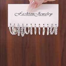 48入組金屬扭轉耳環套裝，簡約C形珍珠耳環珠寶 - 銀色 - 查看 5