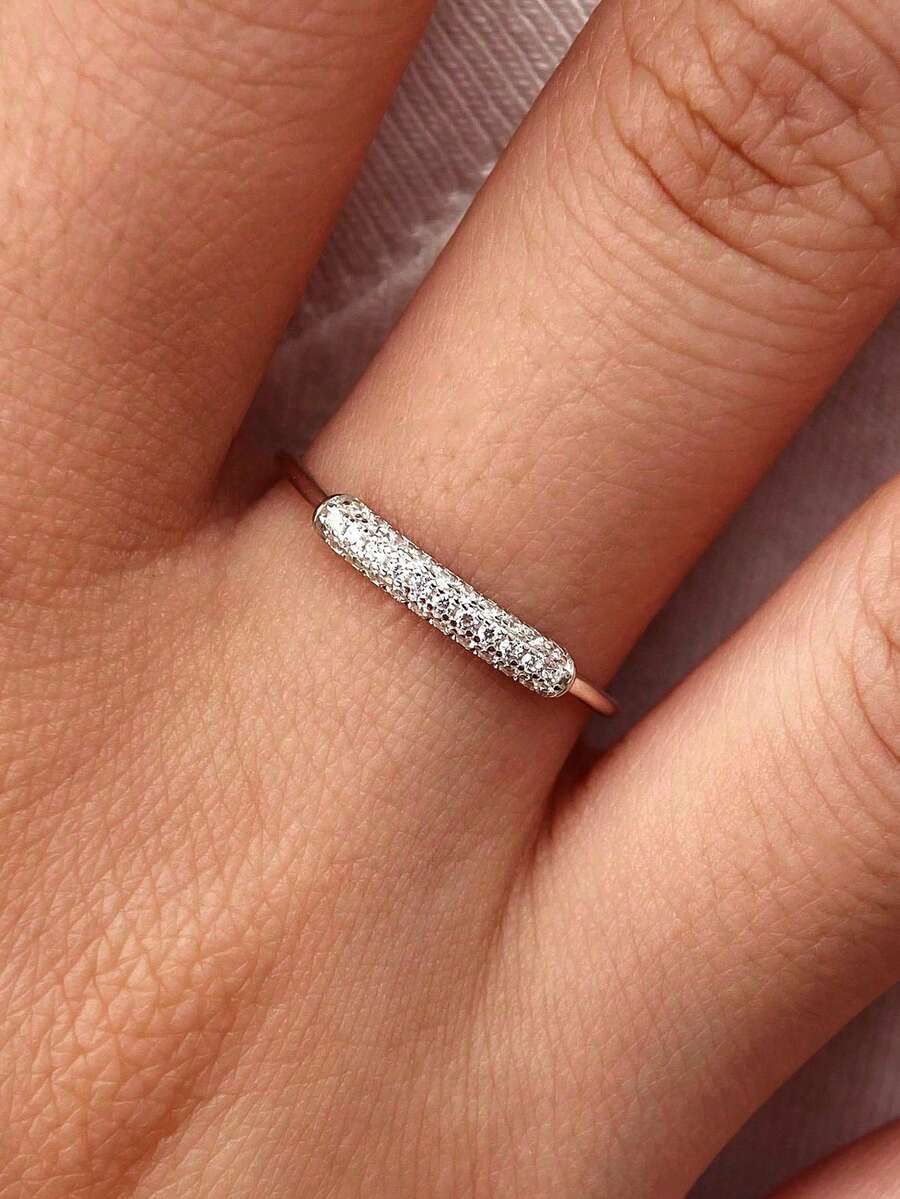 Newsoul 1入承諾鋯石永恆戒指,女士s925純銀訂婚珠寶禮物,精美珠寶禮物婚禮新娘珠寶 - 銀色 - 查看 1