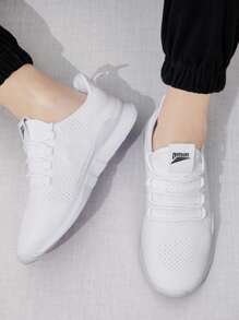 Zapatos Para Hombres Zapatillas - Zapatillas Para Correr De Deportes Para Tenis Para Trabajo Atlético Gimnasio, Interior/exterior, Transpirables, Ligeras, Cómodas, Zapatillas Casuales Y De Entrenadores Sin Cordones Manfinity Basics - Blanco - Ver 3