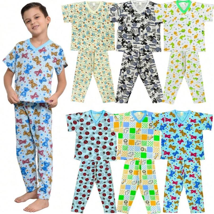 8 Piece Pajama Set For Boys 4 T-Shirts + 4 Pants 2 To 7 Years Old - Nhiều màu - Xem 1