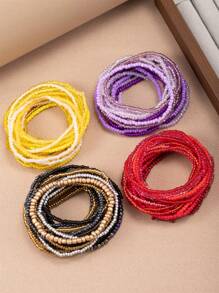 20pcs/Set Bohemian Gradient Colored Seed Beads Elastic Bracelet Set, Mix And Match - Multicolor - View 4