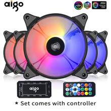 Quạt tản nhiệt máy tính Aigo AR12 120mm RGB, tản nhiệt Aura Sync, cổng Sata, bộ làm mát 12cm, quạt điều khiển im lặng Argb, bộ 5 quạt tản nhiệt - AR12 5IN1 - Xem 6