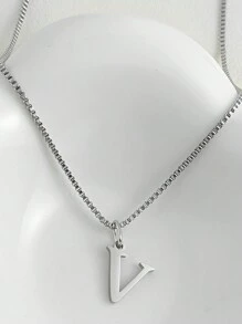 Magic Fish 1pc Classic 26 Alphabet Letter Necklace A-Z Initial Pendant Necklace Stainless Steel Jewelry Gift, Suitable For Daily Wear