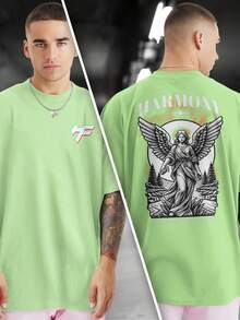 HARMONY STAR 100% Cotton Printed T-Shirt Front And Back GPJ1 - 薄荷綠 - 查看 1