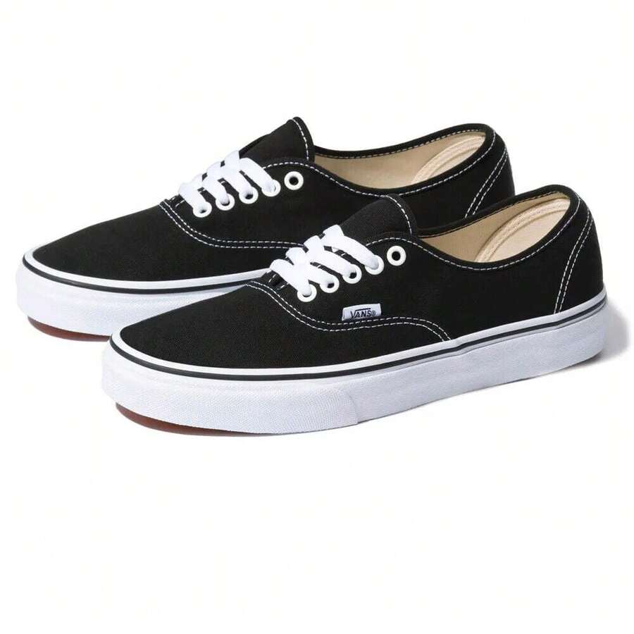 Vans Authentic VN000EE3BLK Skate Shoes Unisex Black White Canvas Lace
