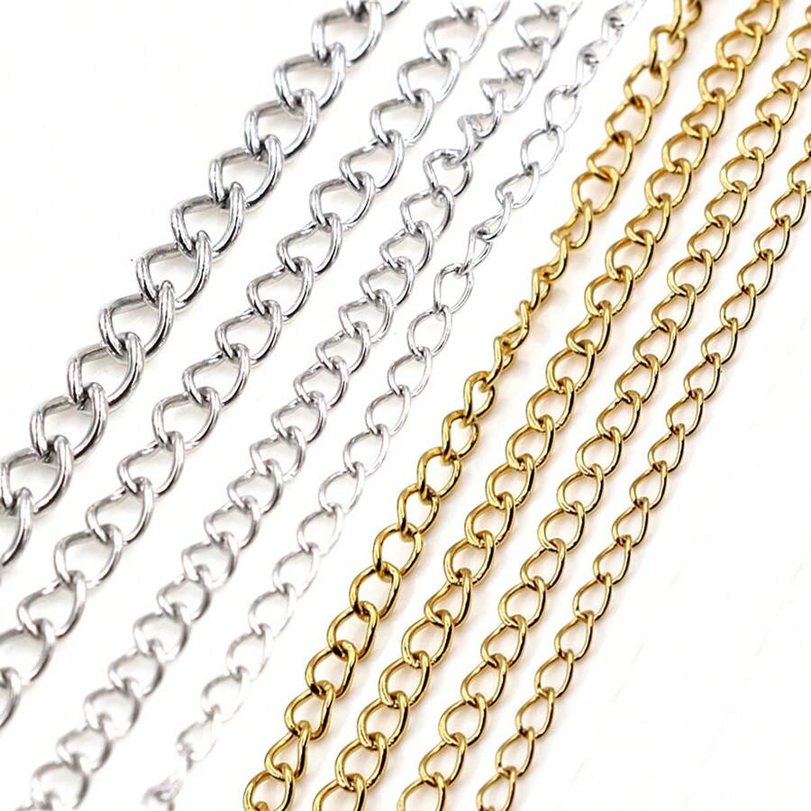 2 Meters Stainless Steel Gold Color Long Chains Bulk For Neklace Bracelet DIY Jewelry Findings Making Accessories Findings - Steel Chains - View 1