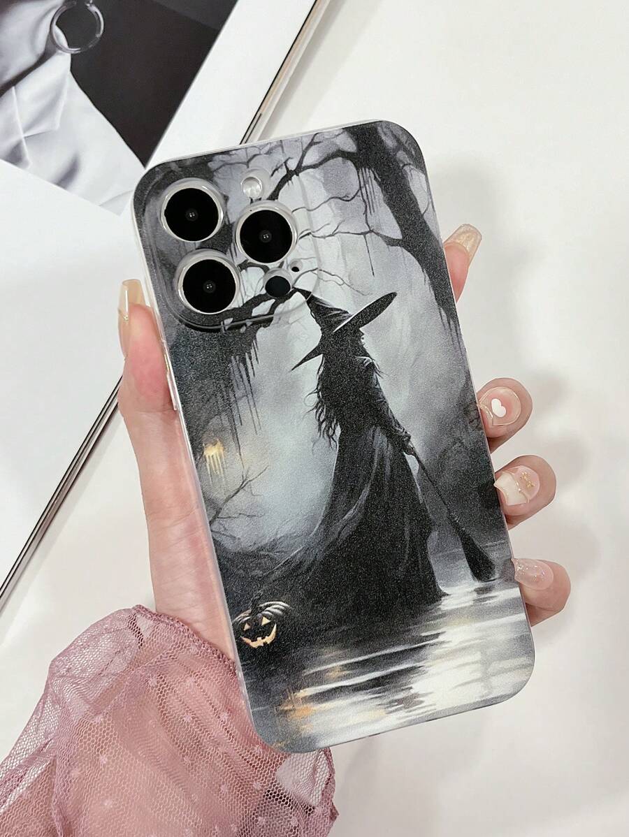 1 Peça Capa de Telefone Protetora de TPU com Elementos Minimalistas de Halloween Impressos, Compatível com Apple, Compatível com Samsung, Compatível com Pixel 6a 5G - Transparente - Visão 1