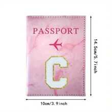Chic Personalized Passport Holder For Women & Teens - Initial PU Leather Wallet With 26 Letter Patches, Stylish Travel Card Case, Perfect Unique Gift For Her, Enhance Your Jetset Style Travel Essentials School Back To School School Supplies Holiday Holiday Essentials Vacation Accessories Passport Cover - Dusty Pink - View 2