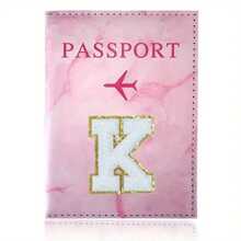 Chic Personalized Passport Holder For Women & Teens - Initial PU Leather Wallet With 26 Letter Patches, Stylish Travel Card Case, Perfect Unique Gift For Her, Enhance Your Jetset Style Travel Essentials School Back To School School Supplies Holiday Holiday Essentials Vacation Accessories Passport Cover - Dusty Pink - View 34