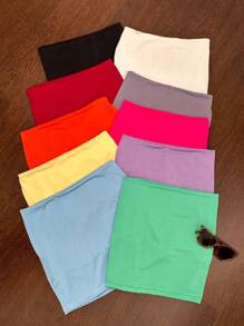 TOP TUBE SEM MANGAS CROPPED TUBE LISO SUPLEX Croppped Tube Top Feminino Sem Alça e Sem Bojo Básico Dupla Camada Suplex Modelador