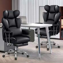 Actflame Premium Ergonomic Office Chair For Large & Tall Individuals - Executive Style High-Back Leather Computer Chair, Featuring Lumbar Support & Integrated Footrest - Perfect For Spacious Homes & Offices - Black - View 4