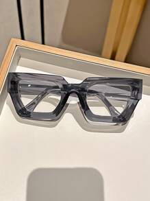 1pair Unisex Vintage Geometric Frame Clear Lens Computer Glasses, Casual Glasses Accessories For Women - Clear - View 14