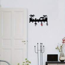 黑色金属墙面艺术海滩风格钥匙扣 | 带 7 个挂钩的金属钥匙收纳架 | 入口、走廊、办公室、车库的沿海装饰设计 - GJ00206 - 查看 5