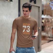 Men's T-Shirt 100% Premium Cotton Casual Boston Print High Definition - Rỉ Nâu - Xem 1