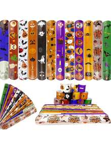 10/20pcs Halloween Slap Bracelets Party Decorations Wrist Spiders & Skull Decor, Christmas Slap Bracelets (Random Color),Christmas