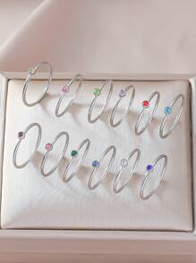 1 peça Anel de aço inoxidável e ouro 14k para mulheres, estilo minimalista e elegante, design de pedra de nascimento de dezembro