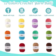 Crochet Kits For Beginner, All-Inclusive Crochet Kit For Adults With 14 Size Ergonomic Crochet Hooks,12 Crochet Yarns Balls & Crochet Bag - màu xanh lá - Xem 3