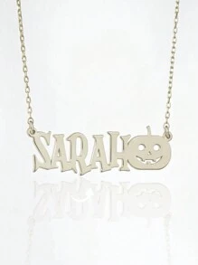 Personalized Pumpkin Custom Name Necklace - Mother's Day Gift - Personalized Name Jewelry -Halloween Gift - Smiling Pumpkin Necklace ﻿