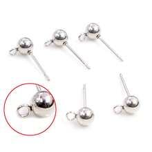 20pcs Stainless Steel Gold Color 3-6mm Ball Stud Earring Post Pins With Loop Connector For DIY Earrings Jewelry Making Accessories - Ball Stud Pins - View 5
