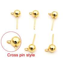 20pcs Stainless Steel Gold Color 3-6mm Ball Stud Earring Post Pins With Loop Connector For DIY Earrings Jewelry Making Accessories - Ball Stud Pins - View 3