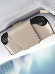 1pc Car Glasses Clip Multi Functional Leather Car Glasses Box Car Glasses Storage Box - one-size - View 14