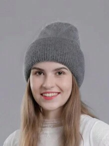 1顶针织帽，女士秋冬帽，针织帽，保暖耳罩，男士帽，户外滑雪保暖毛绒帽，纯色时尚休闲简约大帽 - 針織帽 - 查看 17