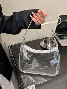 Stadium Approved Small Clear Crossbody Bag PVC Candy Color Clear Bag Purse Handbag Retro Classic Tote Bag - Trong sáng - Xem 2