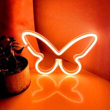1pc 8.89x6.06in (Approx.22.6x15.4cm) Neon Sign Butterfly Usb/Battery Powered Pink Led Neon Light Wall Decor For Bedroom, Festival Valentine's Day Party Decoration, Birthday Decoration, Wedding Decoration, Home Decoration, Christmas Decoration