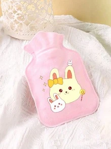 1 pieza Botella de agua caliente, calentador de manos de peluche con diseño de dibujos animados y anti-explosión, suministros escolares - Rosa - Ver 2