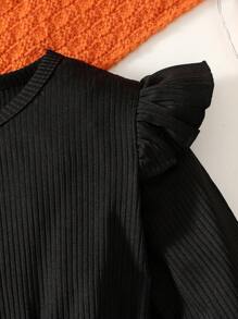 Vestido de manga larga con parche de calabaza y farol para niña, falda con moño para Halloween, fiestas, otoño e invierno