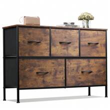 Dresser For Bedroom With 5 Drawers, Wide Chest Of Drawers, Fabric Dresser, Storage Organizer Unit With Fabric Bins For Closet, Living Room, Hallway - màu nâu - Xem 1
