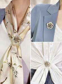 1 chiếc kẹp khăn quàng cổ họa tiết hình học đính ngọc trai giả và đá giả sang trọng, trâm cài quần áo đa năng dành cho phụ nữ phụ kiện ngày lễ tình nhân ngày lễ tình nhân - A - Xem 2