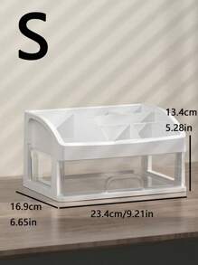 1pc Makeup Organizer Box Dust-Proof Drawer-Type Cosmetic Storage Box With Compartments For Toiletries, Lipsticks, Facial Masks, Brushes, Combs, Etc. Suitable For Bathroom Or Dressing Table. Also Ideal For Storing Remotes, Toothpicks, Cables, Phone Cases, Etc. In Living Room, Bedroom, Bedside, Etc.