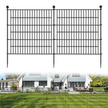 10 Panels No Dig Decorative Outdoor Garden Fence For Yard, 32 In(H) X 23.6 Ft(L) Animal Barrier Fencing Rustproof Metal Wire Panel Border For Dog, Rabbits, And Patio Temporary Ground Stakes - màu đen - Xem 1