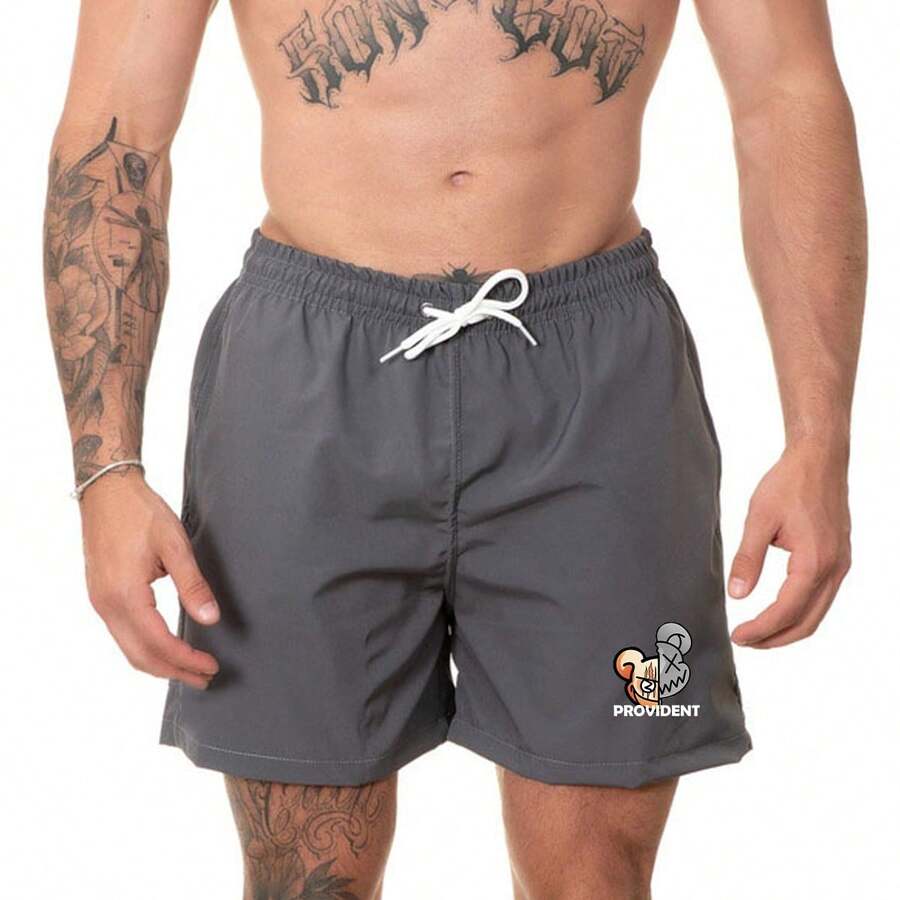 Men's Neon Shorts Basic Print Provident Bermuda Mauricinho Summer Fashion Beach Gym - Xám - Xem 1