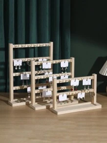 1 pieza Soporte multifuncional de nogal/color madera, soporte de exhibición para llaveros, soporte de exhibición de joyas de madera maciza con ganchos, estante colgante pequeño de accesorios con gancho, soporte de exhibición de pulseras y aretes, vuelta al colegio